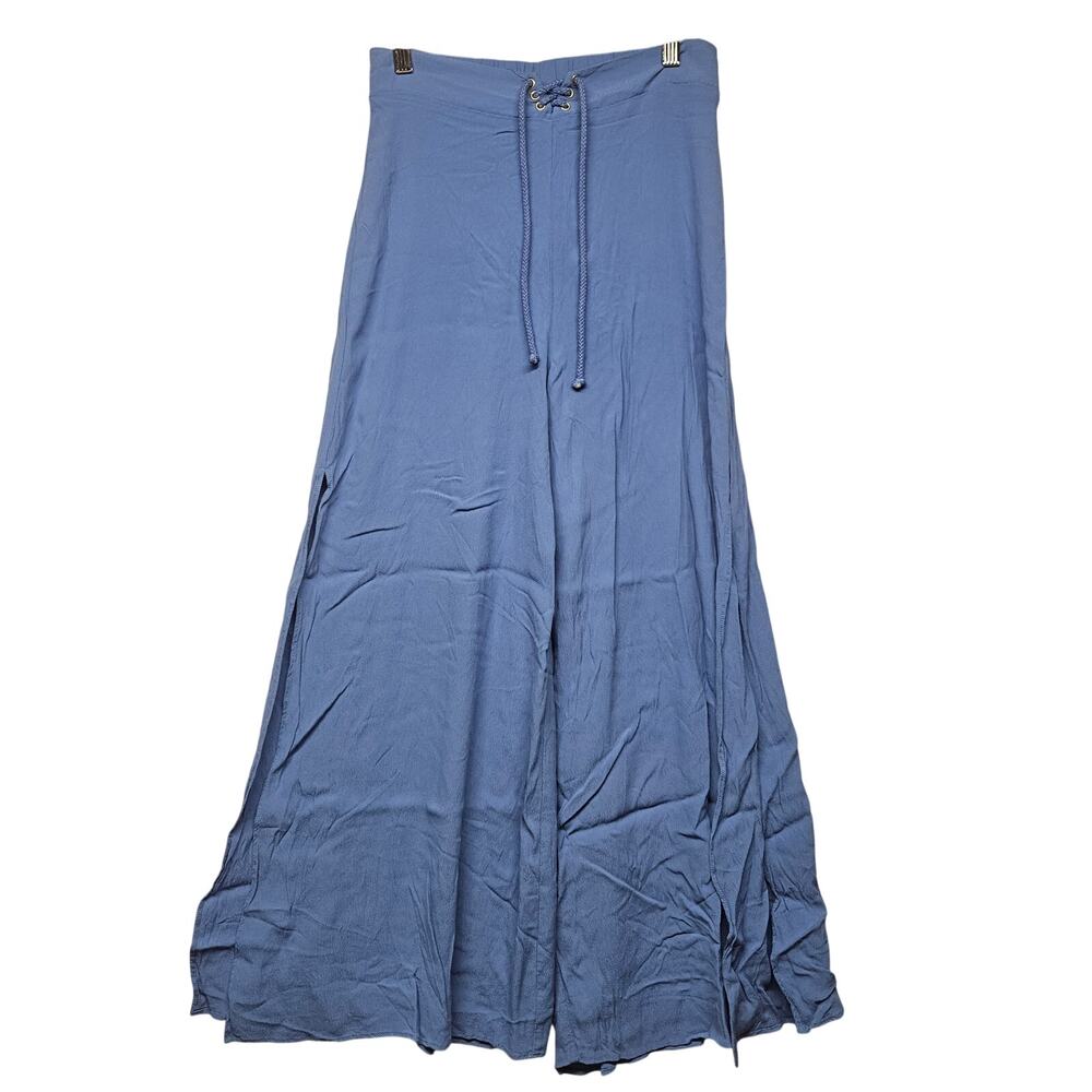 Show Me Your Mumu Pierre Blue Periwinkle High Waist Wide Leg High Slit Pants